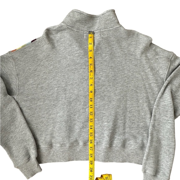 NWT Wildfox Knit Rainbow Cropped Quarter Zip Long Drop Shoulder Sleeve Pullover - Picture 6 of 6